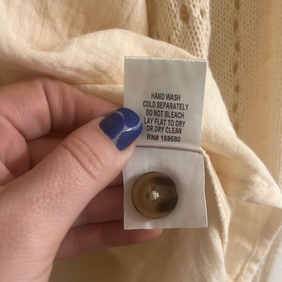 PINK LILY KEEP SHINING CREAM CROCHET SLEEVE GAUZE SZ LARGE SHACKET - Picture 7 of 7